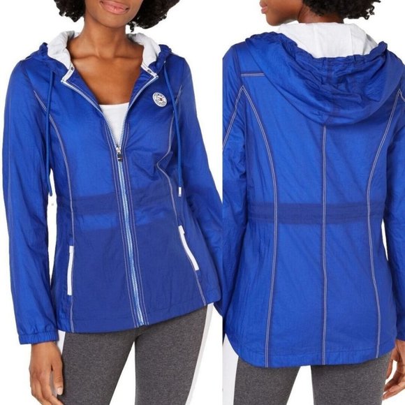 Tommy Hilfiger Sport Jacket Womens Large Blue Lightweight Water Resistant Zipper - Picture 1 of 10